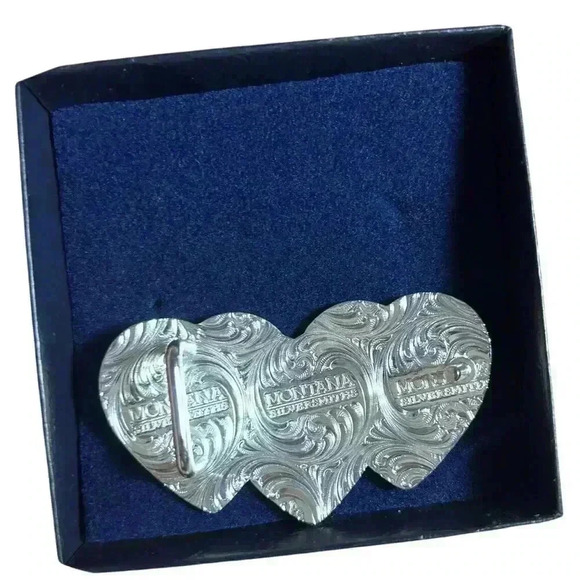 Montana Silversmiths NRA Women’s Triple Heart Buckle New In Box - Picture 2 of 6